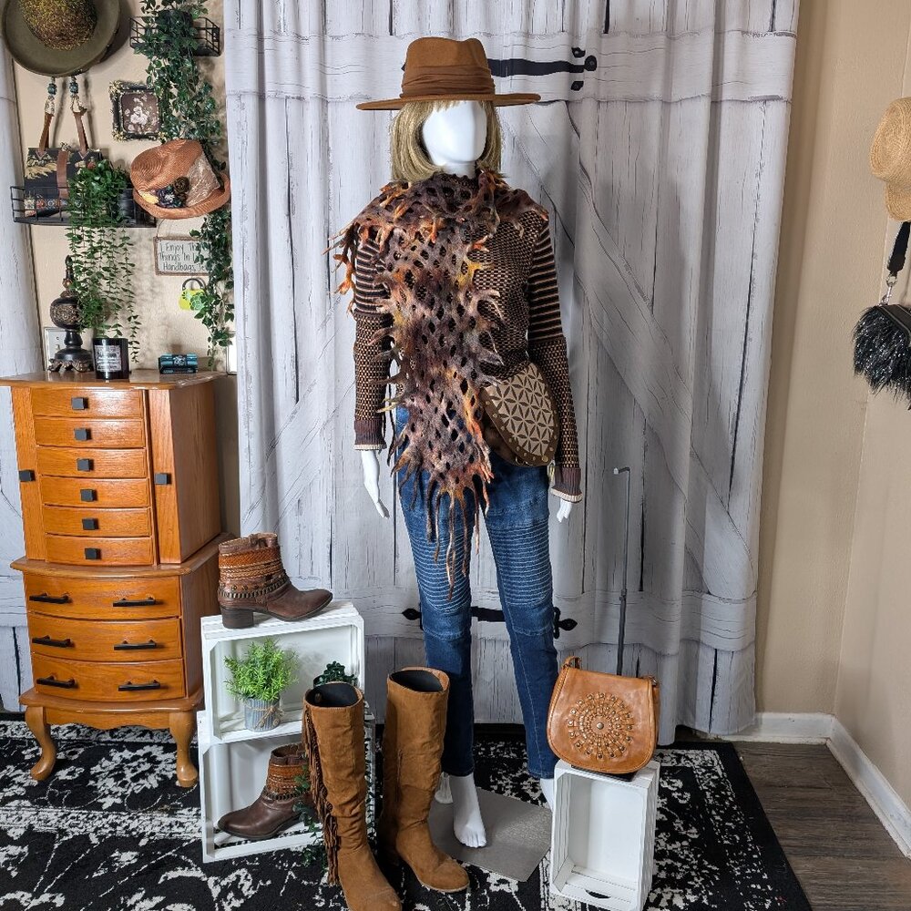 Handmade Woodland Felt Headwrap/Scarf OOAK!